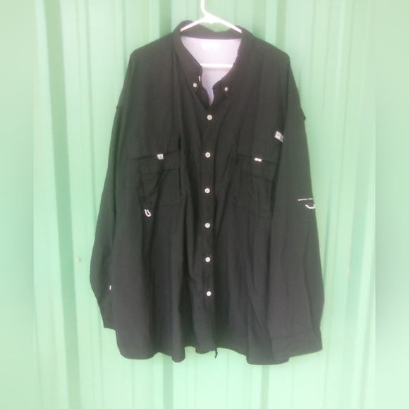 Men's Columbia Performance Fishing Gear Long Sleeved Black Shirt Size 5X PFG - Picture 1 of 5